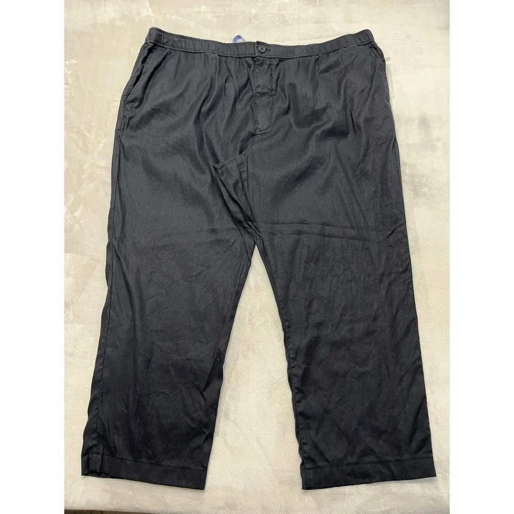Tommy Bahama Boracay Pants Mens 3XL Big Blue Linen Blend Elastic Waist Trouser